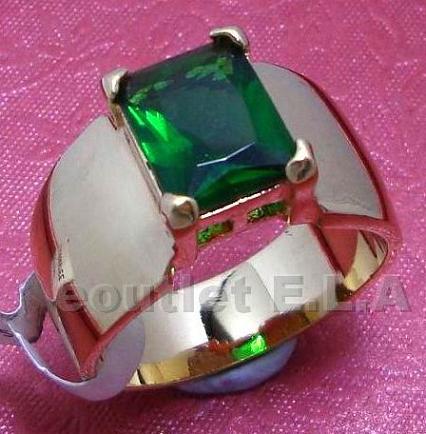 3CT CRT EMERALD SOLITAIRE RING 18KRGP-size6